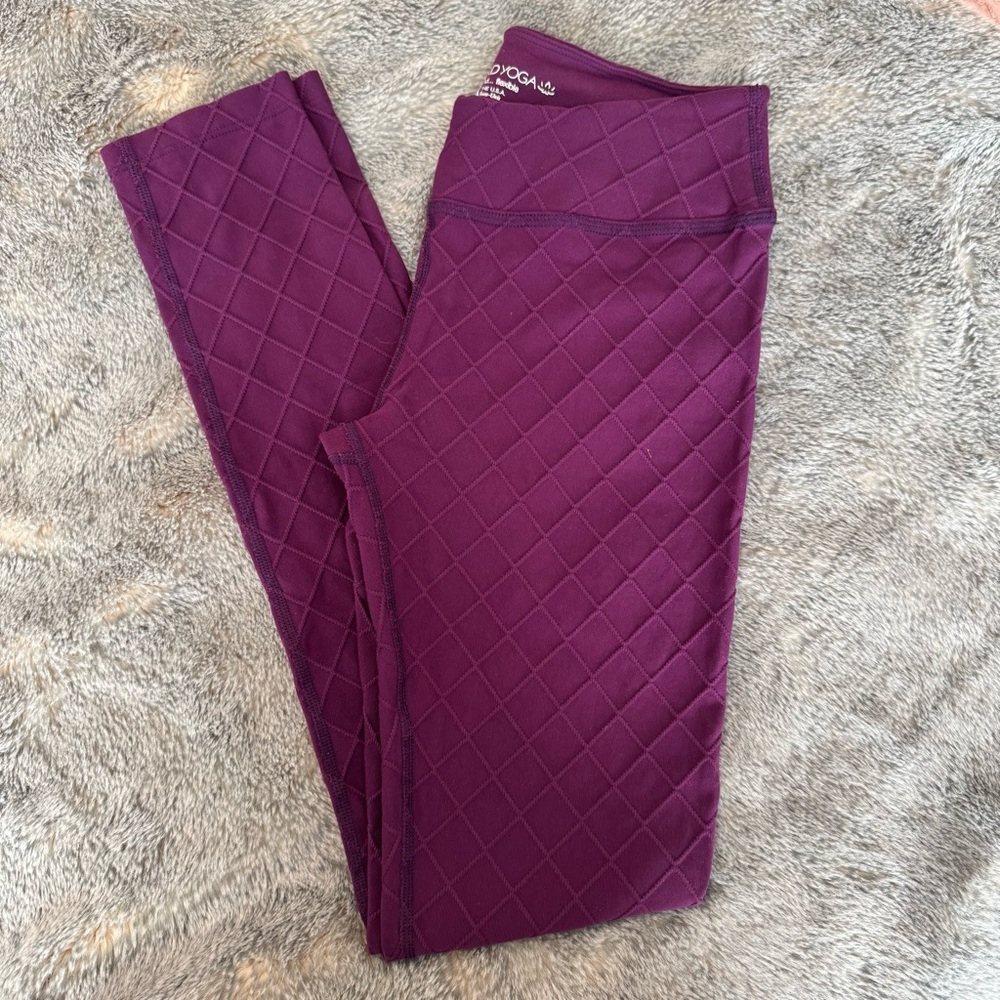 Beyond Yoga Quilted Diamond Pattern Leggings - Plum - Size Large